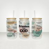 Promises from God Daily Reminders Glass Can Cup, Christian Bible verses