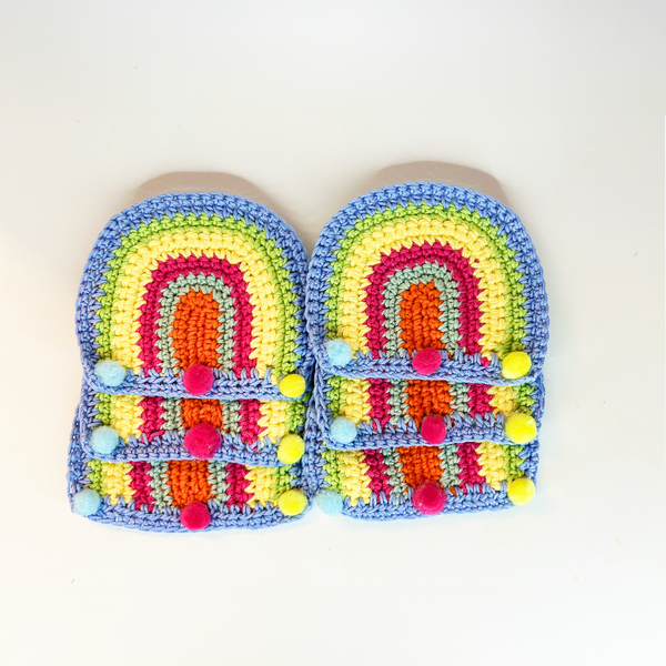 Rainbow Crochet coaster Set 6