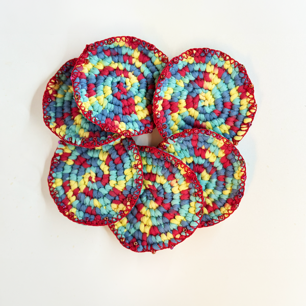 Set of 6 Blue circle Crochet coaster