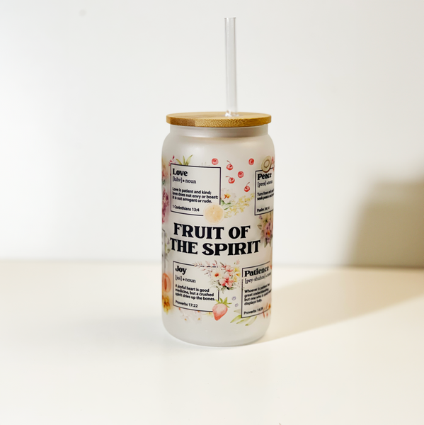 Fruit of The Spirit Bible verse Daily Reminders Glass Can Cup