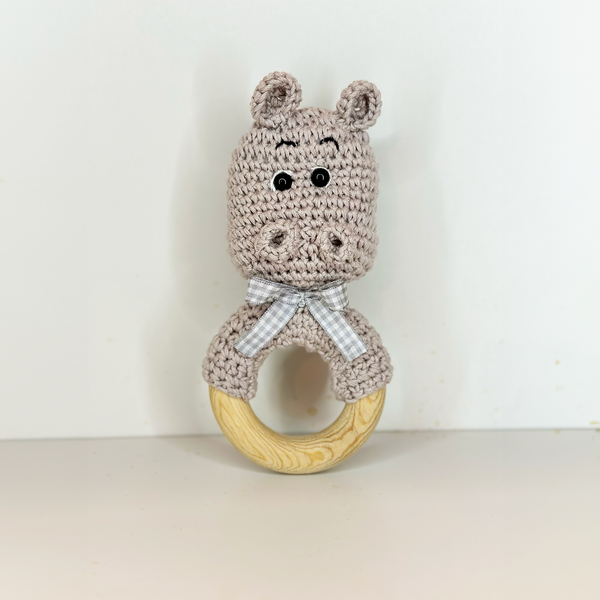 Handmade Hippo Crochet Rattle