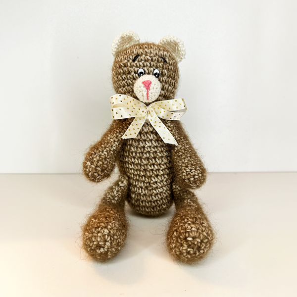 Handmade Brown bear Crochet Doll, stuffed Bear